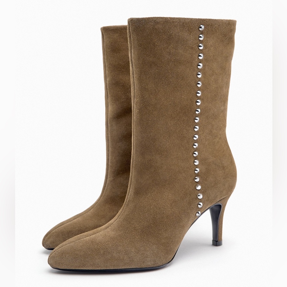 ZARA Suede Studded Booties